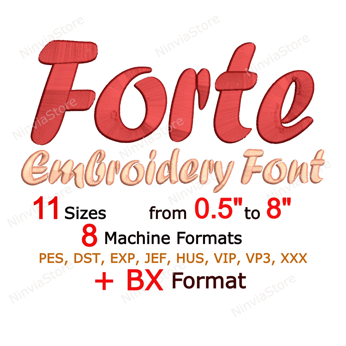 Forte Script Machine Embroidery Font, 11 sizes, 8 formats, BX Font, PE font, Monogram Alphabet Embroidery Designs