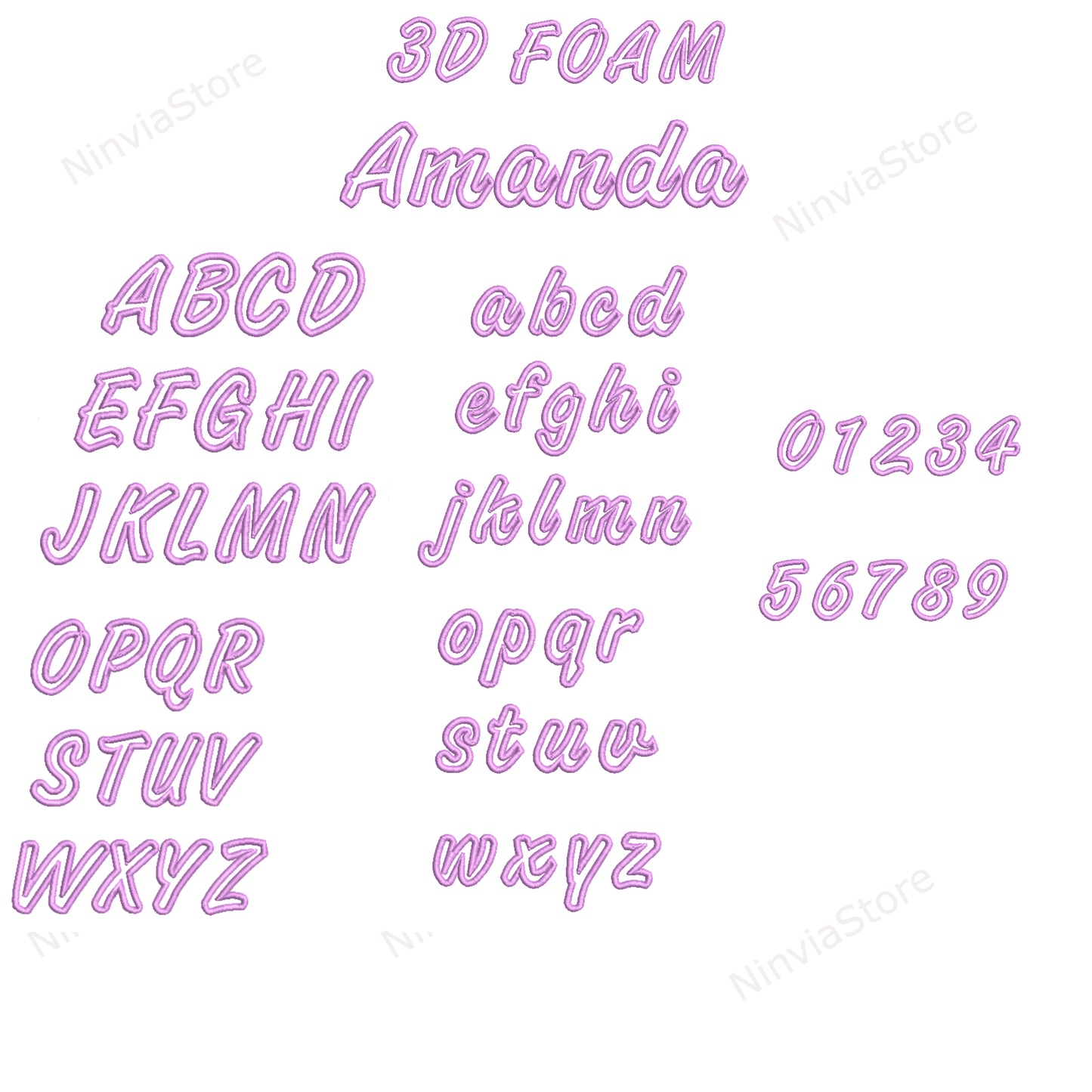 3D Puff Foam Embroidery Fonts Bundle, BX Format, Monogram Alphabet Machine Embroidery Design