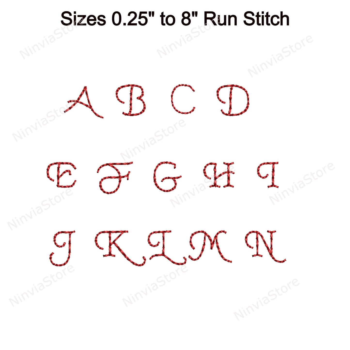 Police de broderie Machine Arabique Bean Stitch, 15 tailles, 8 formats, police Run Stitch BX, police PE, motifs de broderie Monogram Alphabet