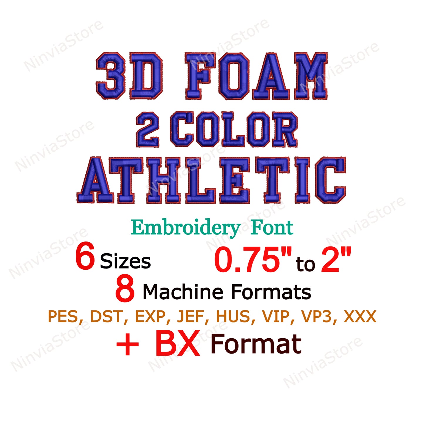3D Foam 2 Color Athletic Embroidery Font, 3D Puff Foam Varsity BX Font, Monogram Alphabet Machine Embroidery Design, College pe Font for Embroidery