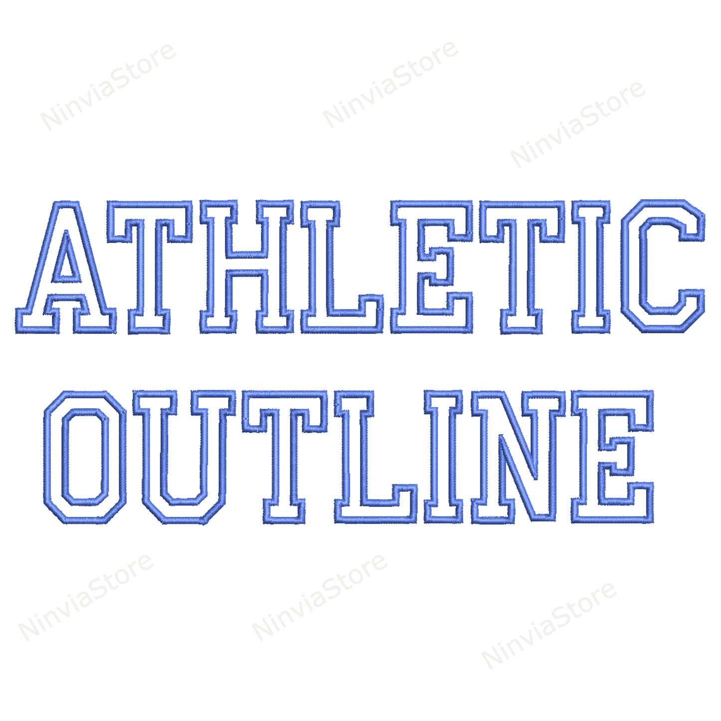 Police de broderie machine Athletic Outline, 15 tailles, 8 formats, police BX, police PE, motifs de broderie Monogram Alphabet