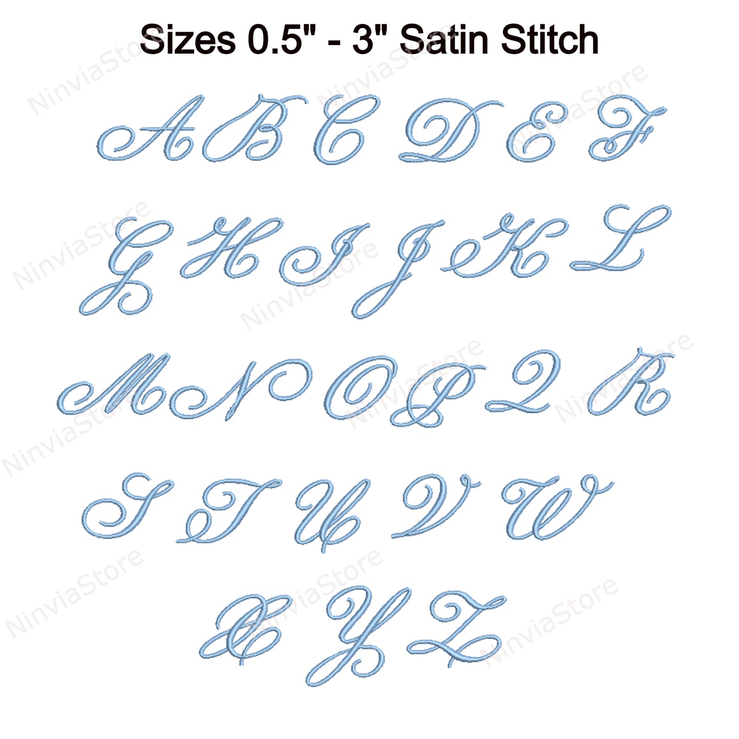 Beautiful Script Machine Embroidery Font, 14 sizes, 8 formats, BX Font, PE font, Monogram Alphabet Embroidery Designs