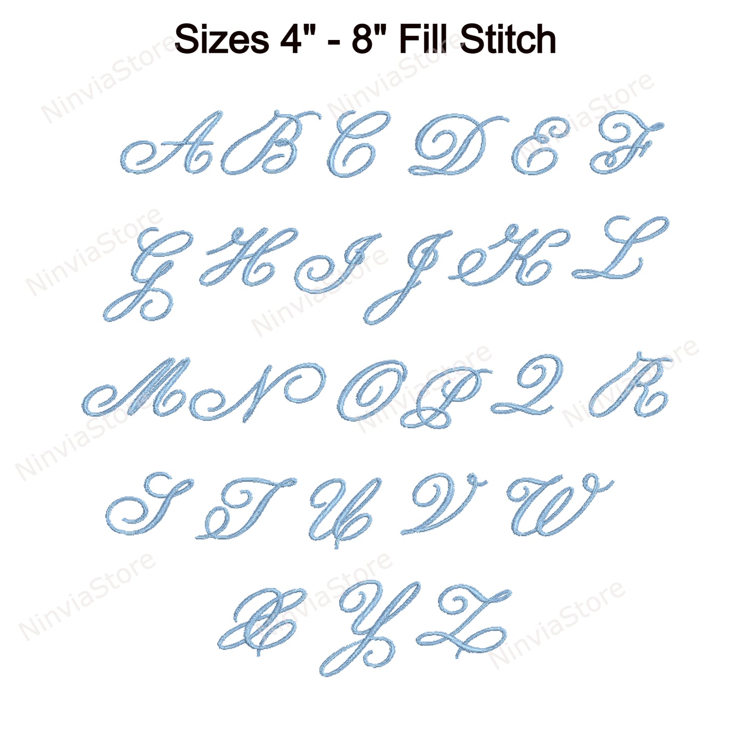 Beautiful Script Machine Embroidery Font, 14 sizes, 8 formats, BX Font, PE font, Monogram Alphabet Embroidery Designs