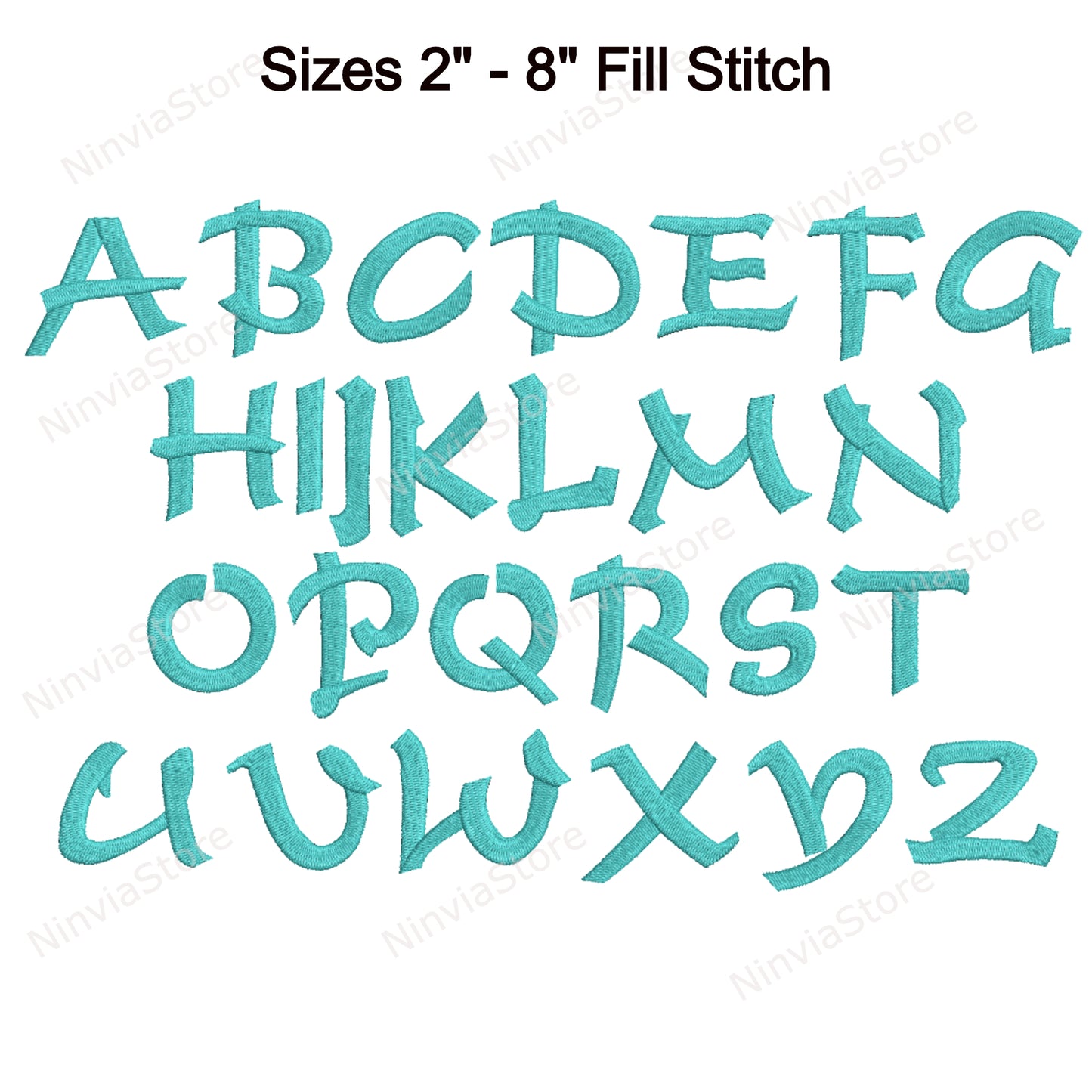 Police de broderie Machine Blue Sky, 15 tailles, 8 formats, police BX, police PE, motifs de broderie Monogram Alphabet