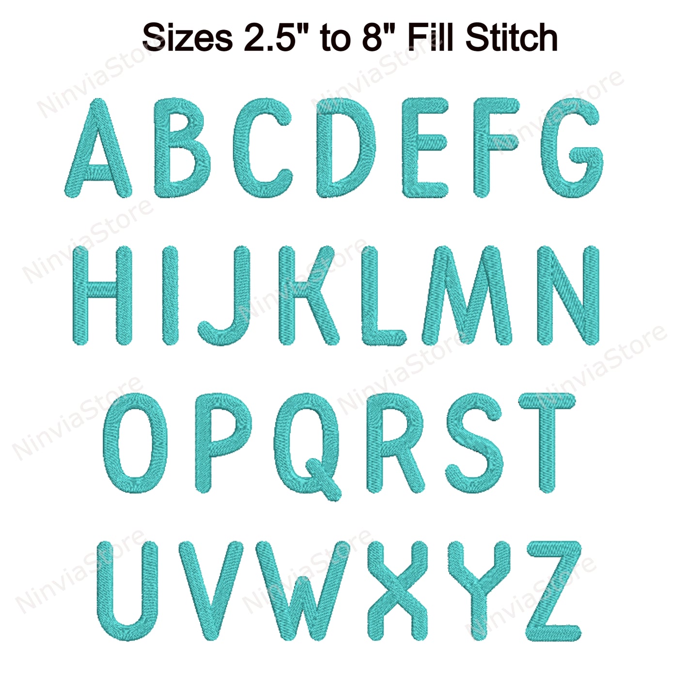 Blockabgerundete Maschinenstickschrift, 15 Größen, 8 Formate, BX-Schriftart, PE-Schriftart, Monogramm-Alphabet-Stickmotive