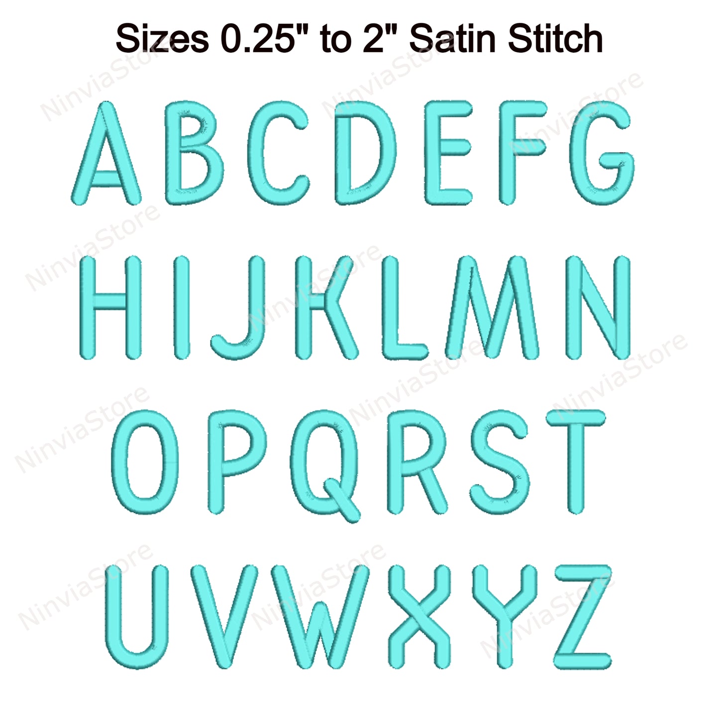 Blockabgerundete Maschinenstickschrift, 15 Größen, 8 Formate, BX-Schriftart, PE-Schriftart, Monogramm-Alphabet-Stickmotive