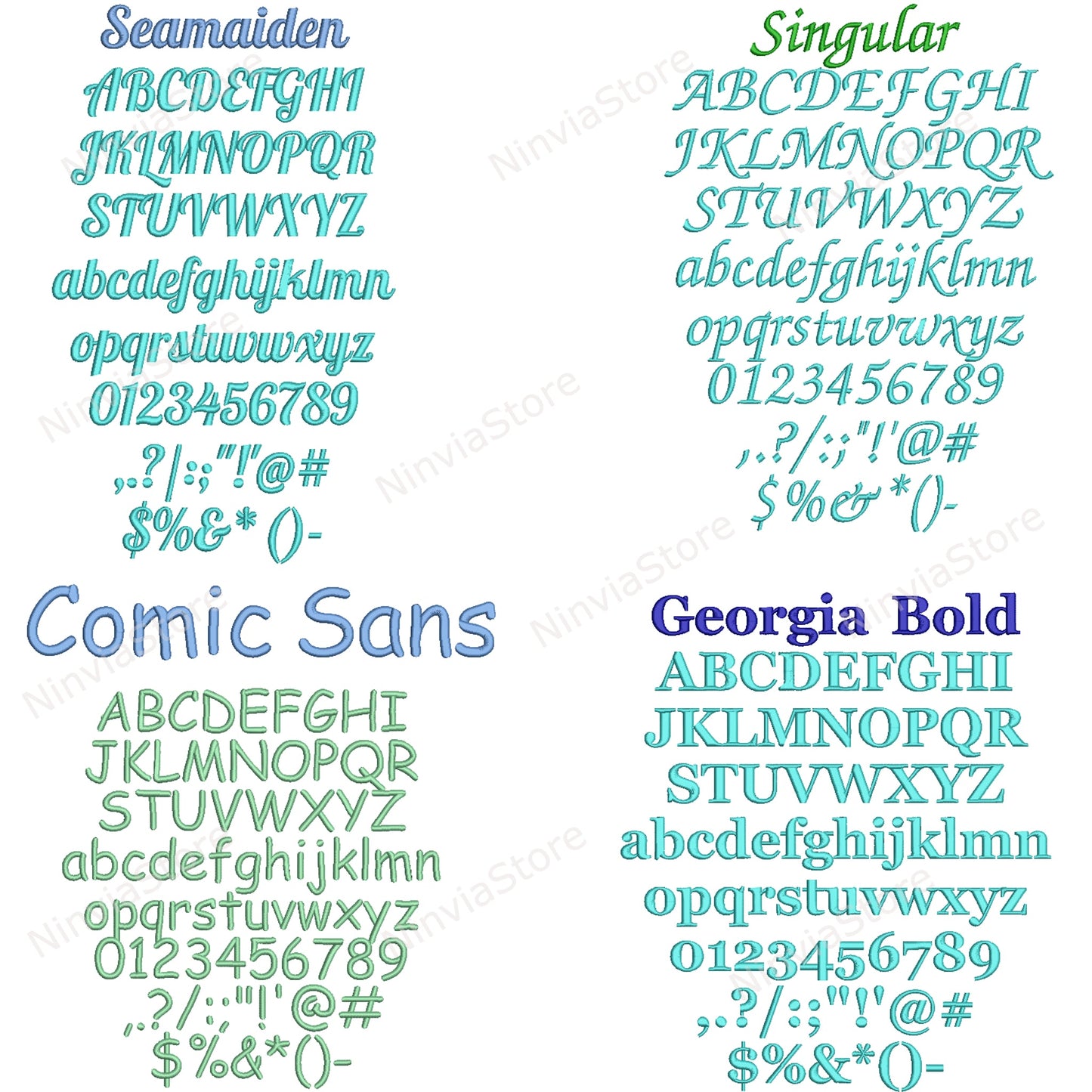 30 PES-Stickschriftarten in den Größen 0,75", 1,25" und 1,75", Maschinenstickschrift PE, Alphabet-Stickdesign, PE-Schriftarten zum Sticken, kleine Schriftarten