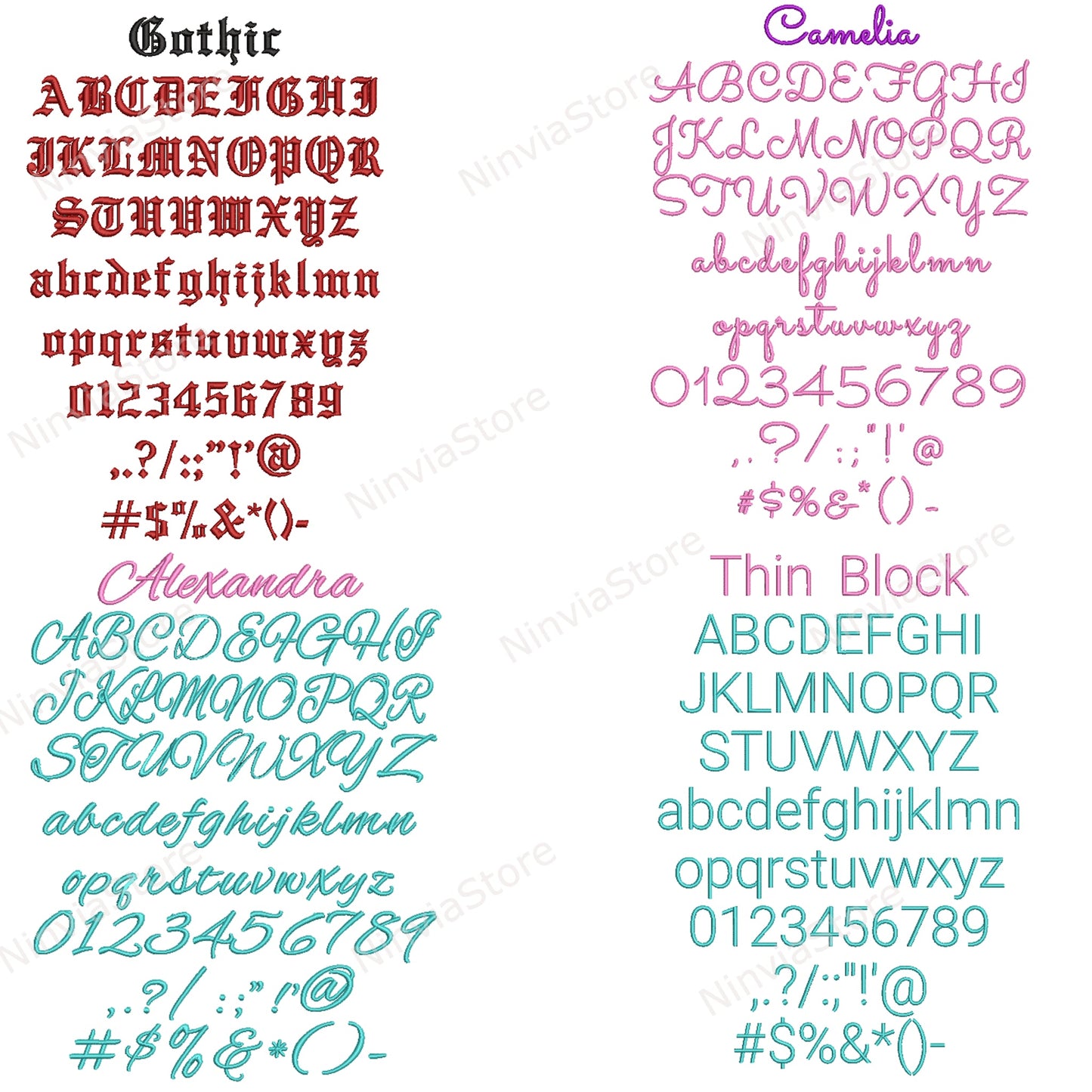 30 PES-Stickschriftarten in den Größen 0,75", 1,25" und 1,75", Maschinenstickschrift PE, Alphabet-Stickdesign, PE-Schriftarten zum Sticken, kleine Schriftarten