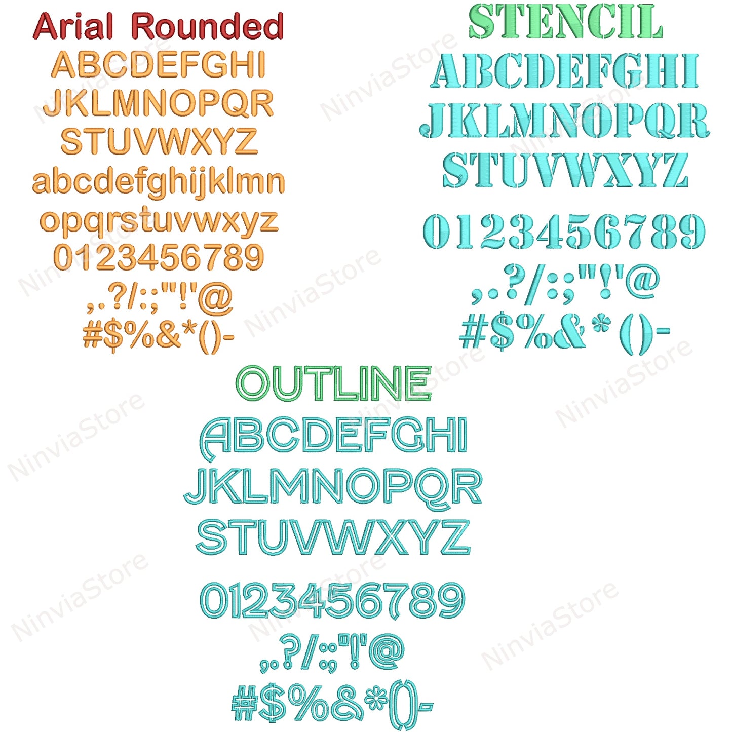 30 PES-Stickschriftarten in den Größen 0,75", 1,25" und 1,75", Maschinenstickschrift PE, Alphabet-Stickdesign, PE-Schriftarten zum Sticken, kleine Schriftarten