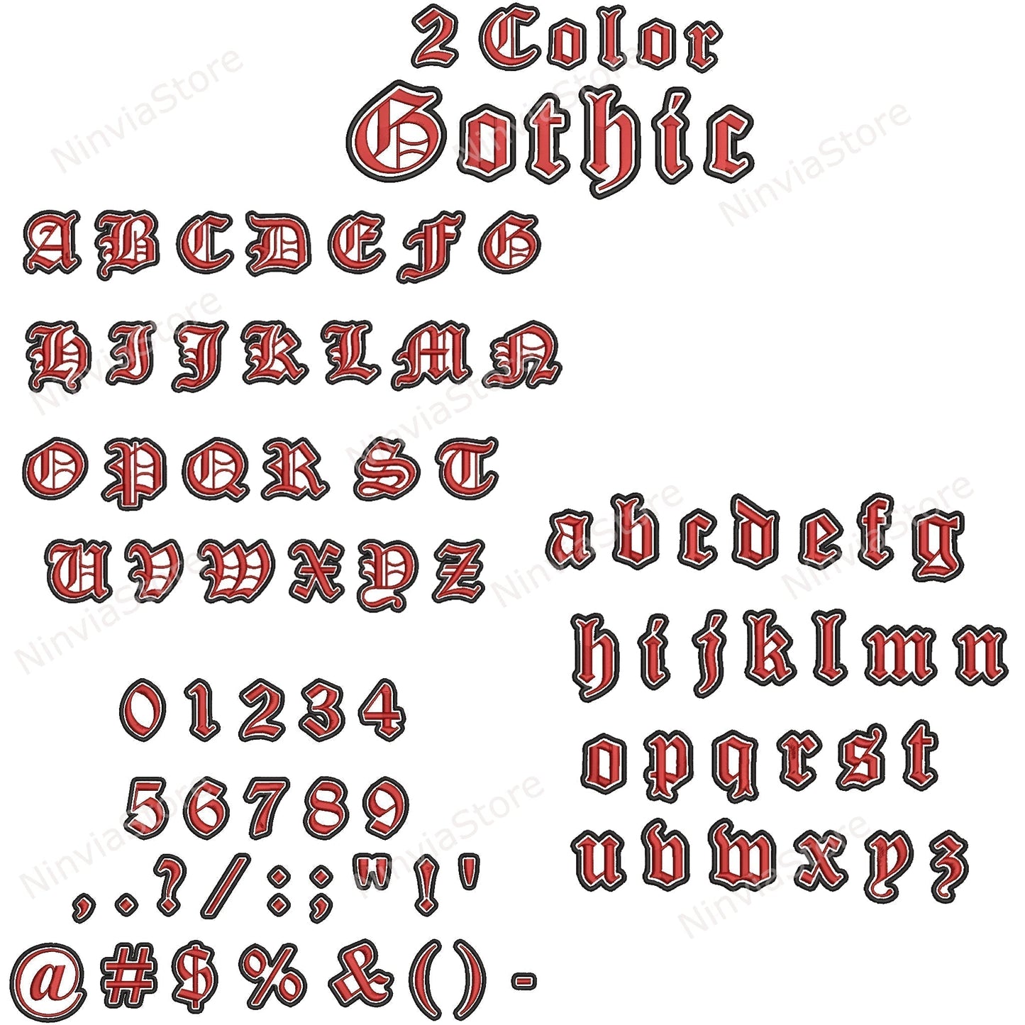 7 VP3 Two-Color Embroidery Fonts Bundle, Machine Embroidery Font VP3, 2 Color Monogram Font