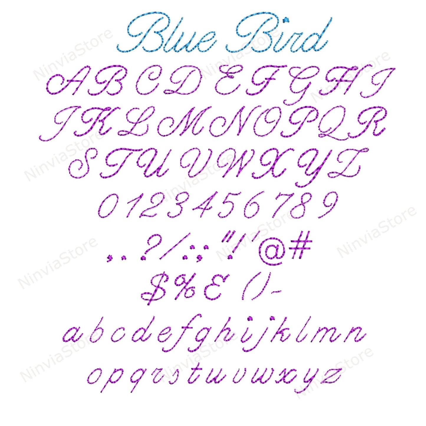 7 VP3 Bean Stitch Embroidery Fonts Bundle, Run Stitch Machine Embroidery Font VP3, Script Cursive VP3 font for Embroidery
