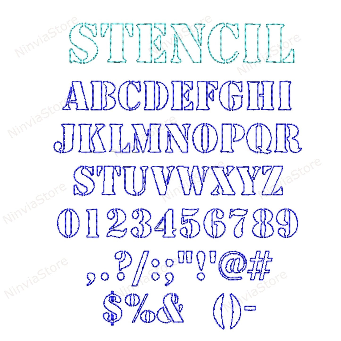 7 polices de broderie JEF Bean Stitch, police de broderie machine Outline Run Stitch JEF, monogramme alphabet broderie, collège, police bloc JEF pour la broderie
