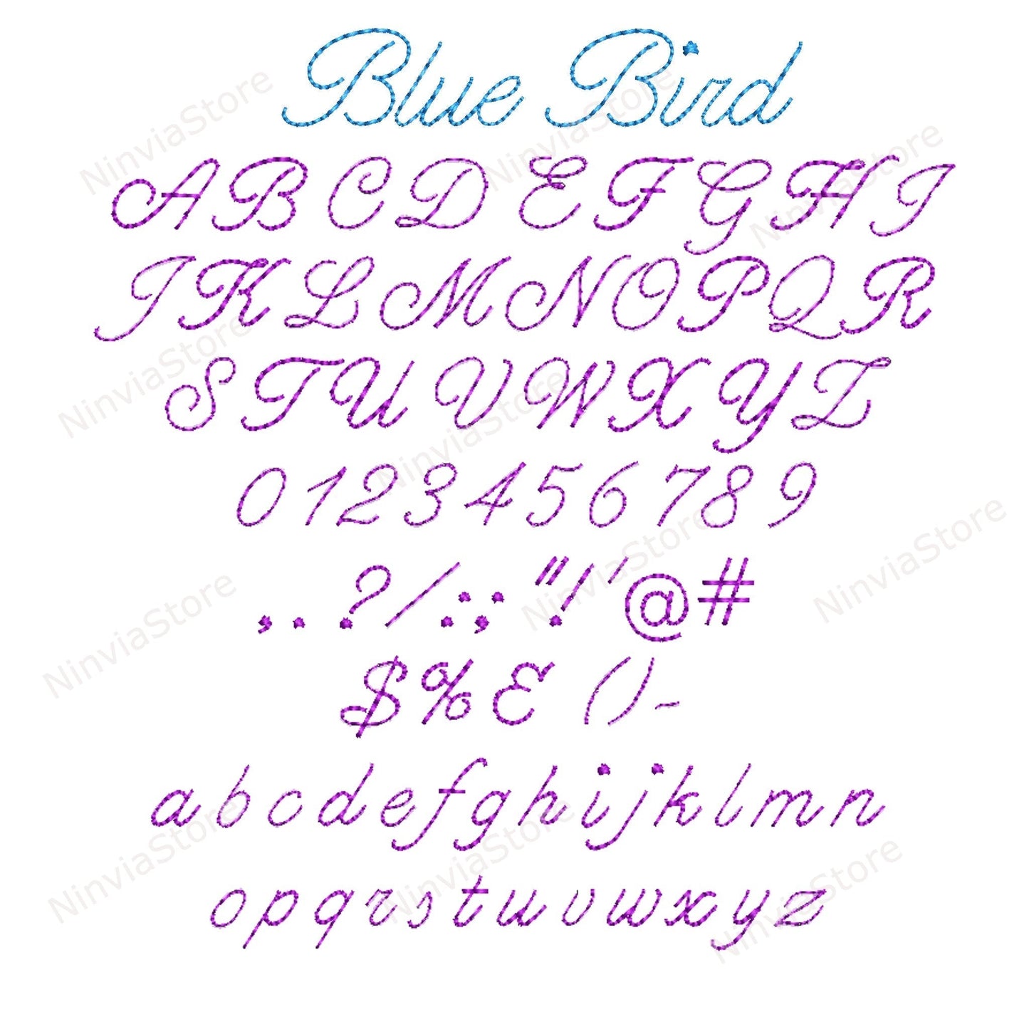 7 VIP Bean Stitch Embroidery Fonts Bundle, Run Stitch Machine Embroidery Font VIP, Script Cursive VIP font for Embroidery