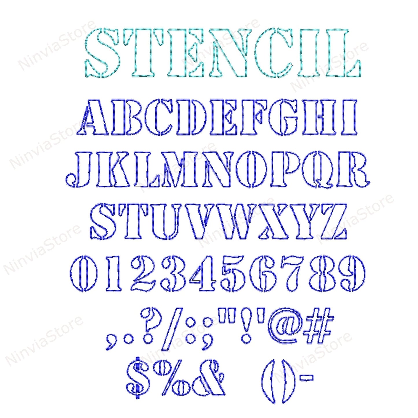 7 VP3 Bean Stitch Embroidery Fonts Bundle, Outline Run Stitch Machine Embroidery Font VP3, Monogram Alphabet Embroidery Design VP3