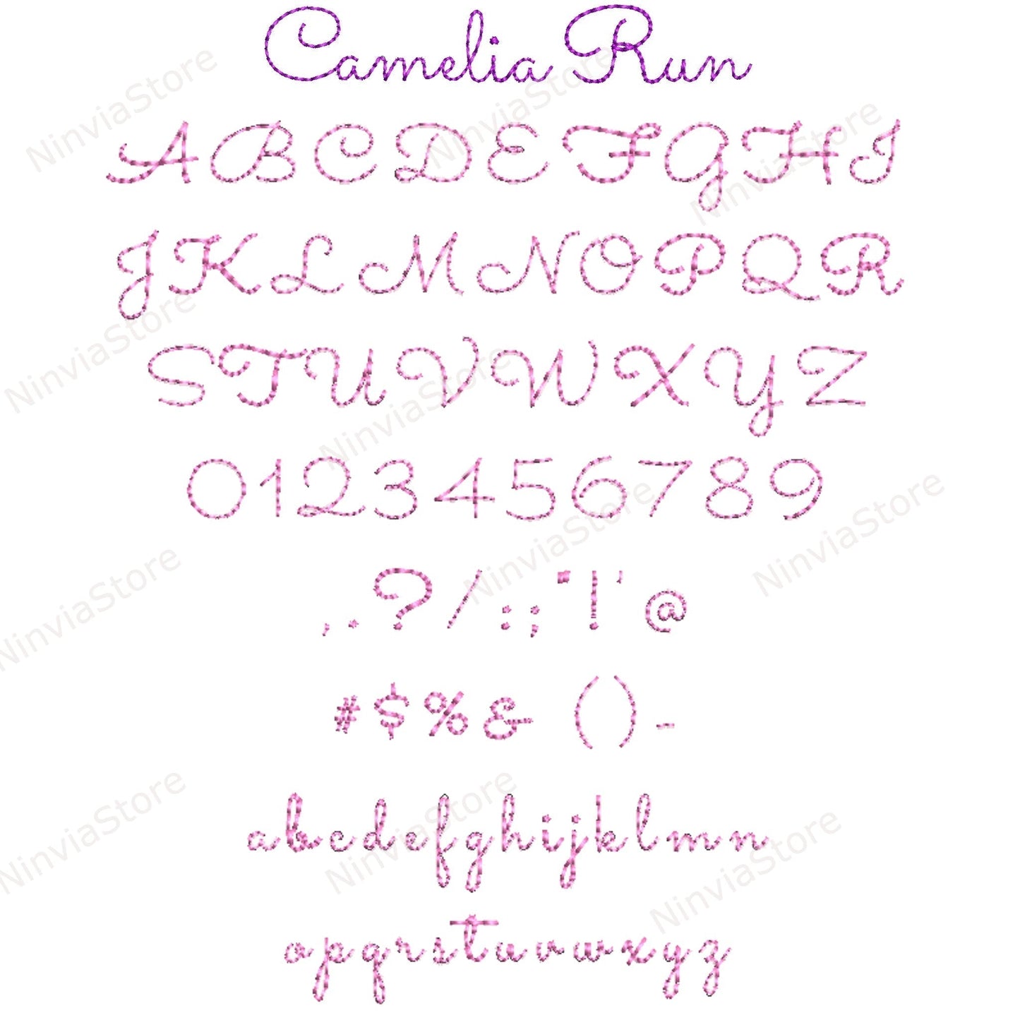 7 VP3 Bean Stitch Embroidery Fonts Bundle, Run Stitch Machine Embroidery Font VP3, Script Cursive VP3 font for Embroidery