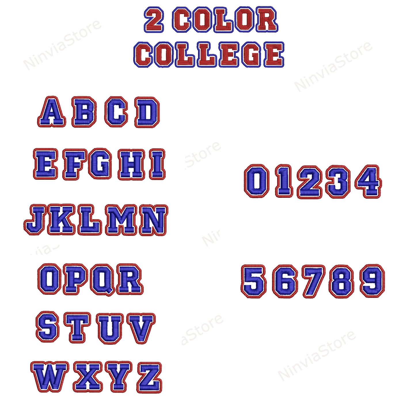 7 BX Two-Color Embroidery Fonts Bundle, Machine Embroidery Font BX, 2 Color Monogram Font