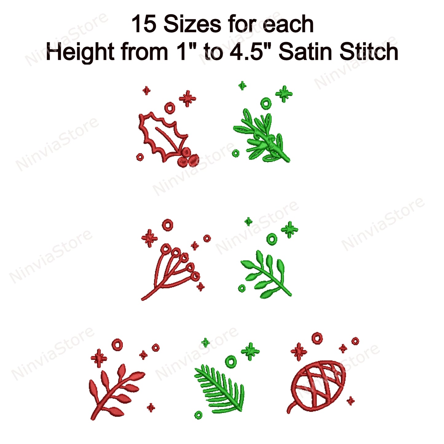 41 Christmas Machine Embroidery Designs, 15 Sizes, 8 formats, Christmas Embroidery Pattern