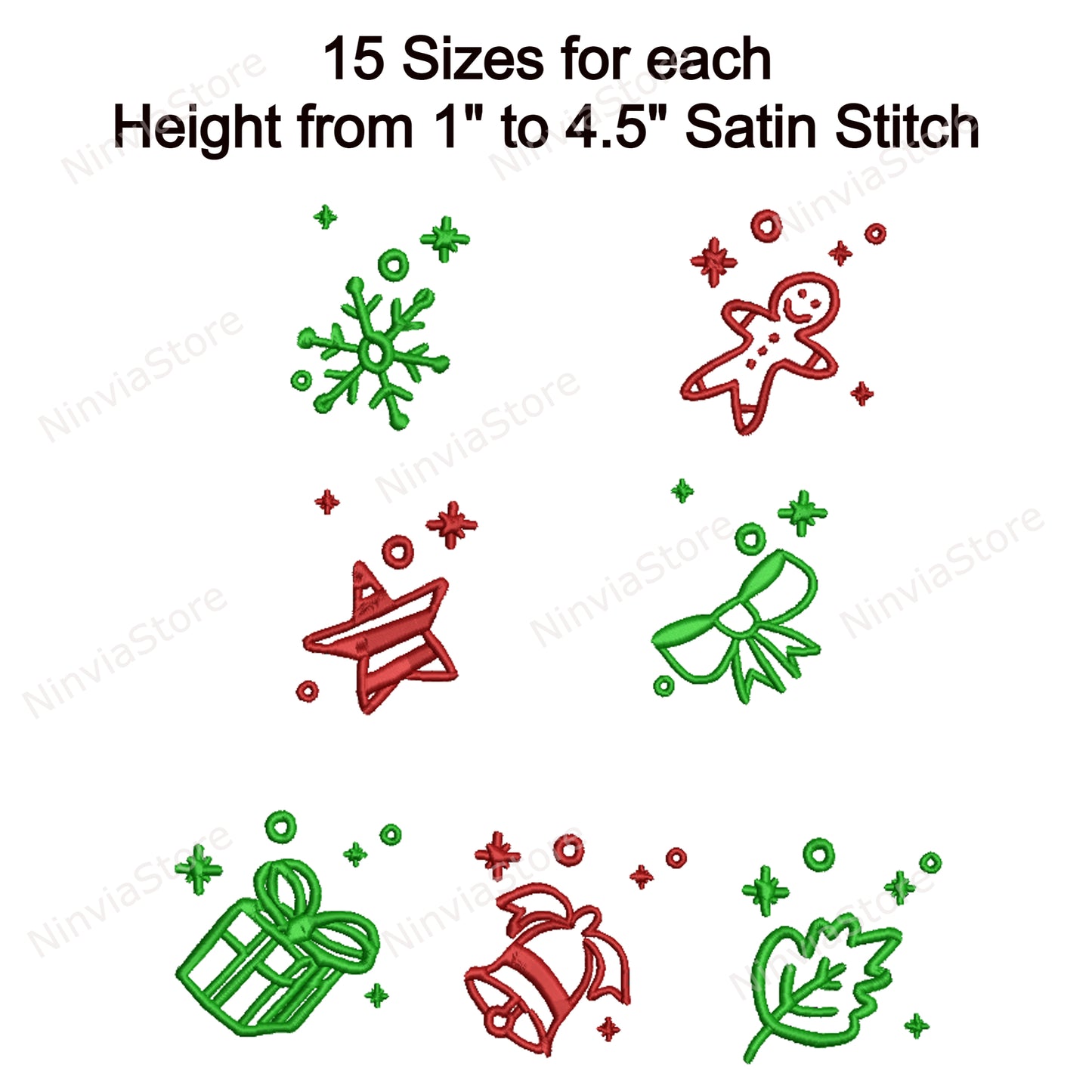 41 Christmas Machine Embroidery Designs, 15 Sizes, 8 formats, Christmas Embroidery Pattern