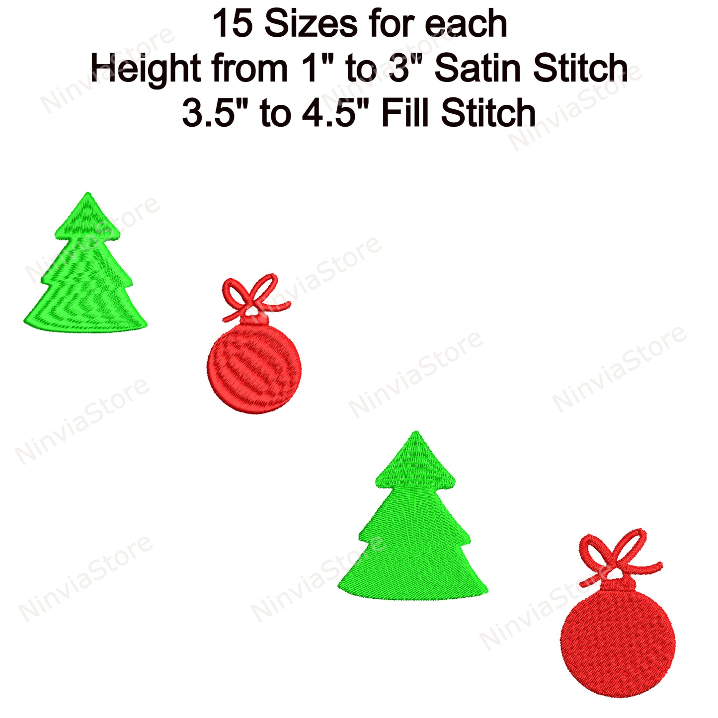 41 Christmas Machine Embroidery Designs, 15 Sizes, 8 formats, Christmas Embroidery Pattern