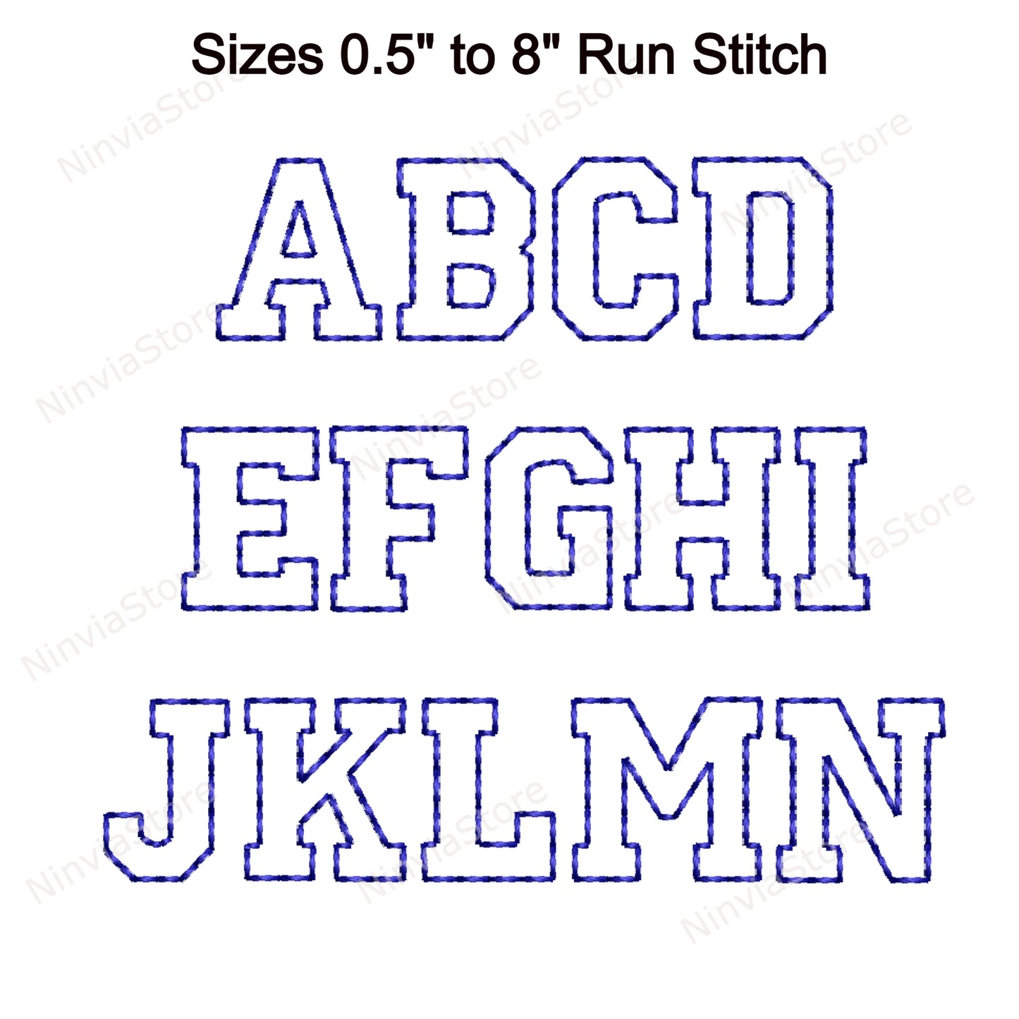 College Outline Bean Stitch Machine Embroidery Font, 14 tailles, 8 formats, Run Stitch Varsity BX Font, police PE, Monogram Alphabet Broderie Designs