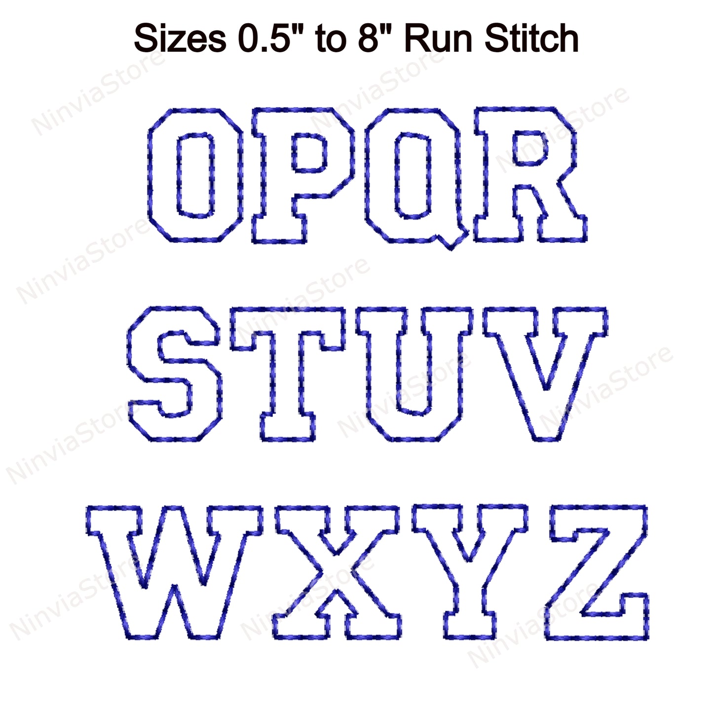 College Outline Bean Stitch Machine Embroidery Font, 14 tailles, 8 formats, Run Stitch Varsity BX Font, police PE, Monogram Alphabet Broderie Designs