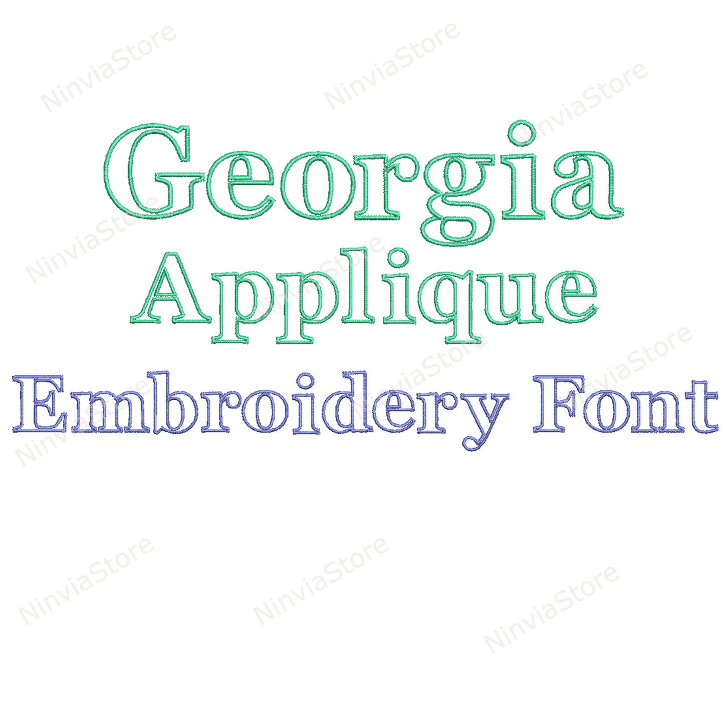 Georgia Applikation Maschinenstickschrift, 12 Größen, 8 Formate, BX-Schriftart, PE-Schriftart, Monogramm-Alphabet-Stickmotive