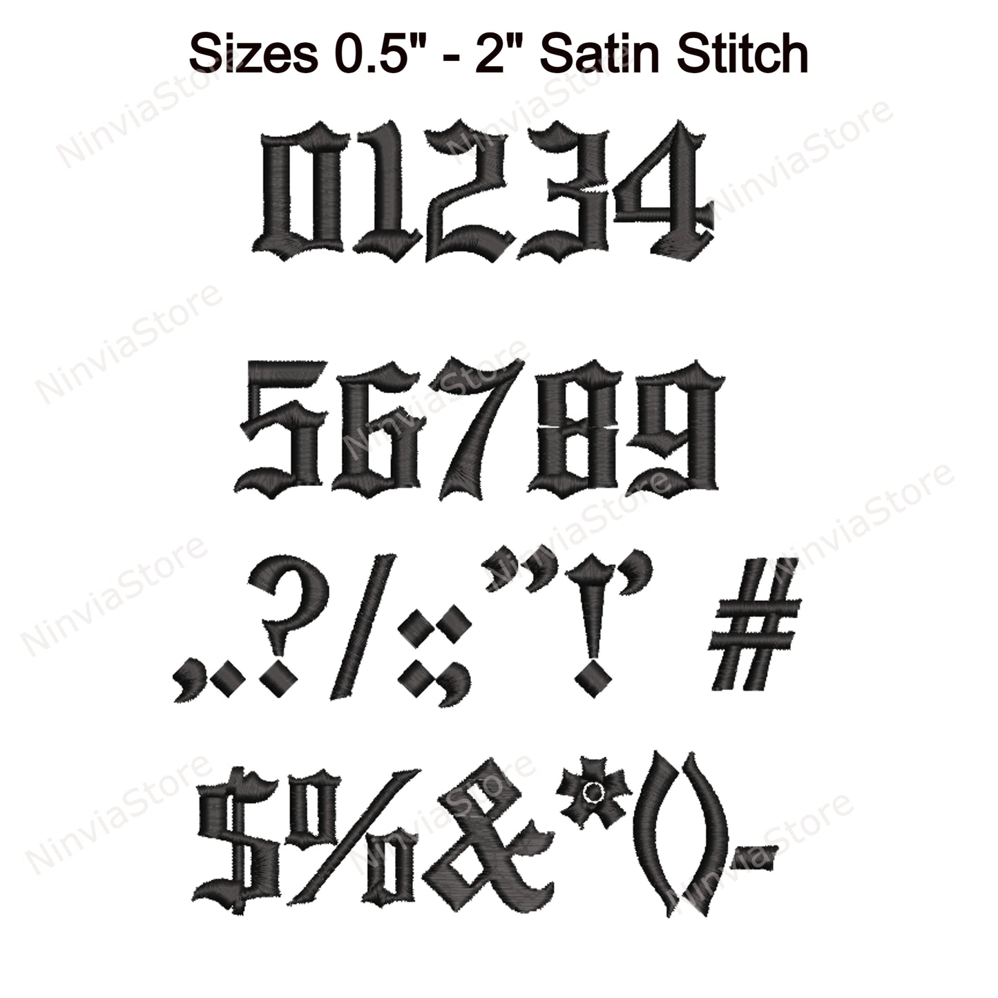 Gotische Maschinenstickschrift, 14 Größen, 8 Formate, alte englische BX-Schriftart, PE-Schriftart, Monogramm-Alphabet-Stickmotive