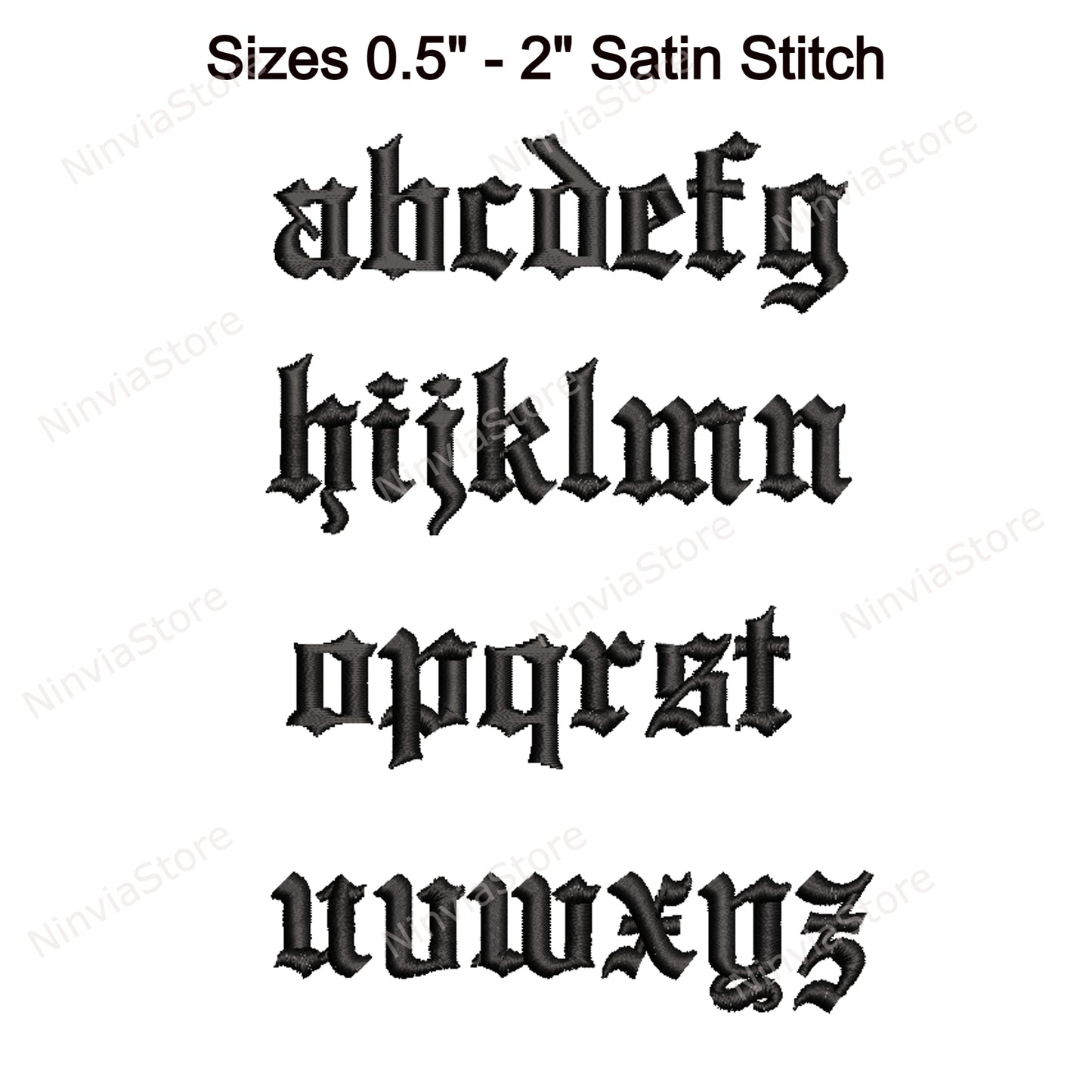Gotische Maschinenstickschrift, 14 Größen, 8 Formate, alte englische BX-Schriftart, PE-Schriftart, Monogramm-Alphabet-Stickmotive