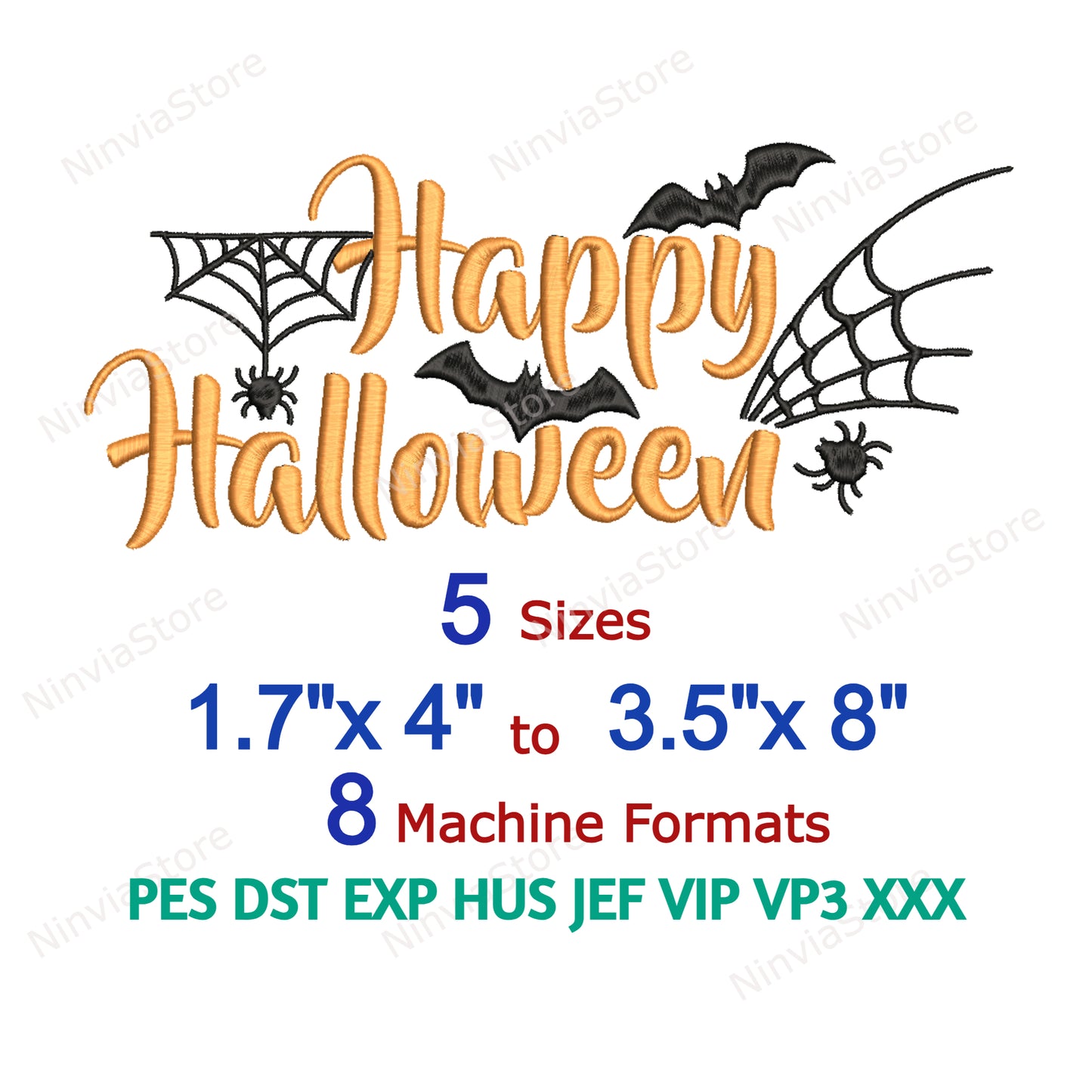 Happy Halloween Broderie Design, Modèle de broderie machine, Fichier de broderie Halloween, Happy Helloween Design, Téléchargement instantané numérique