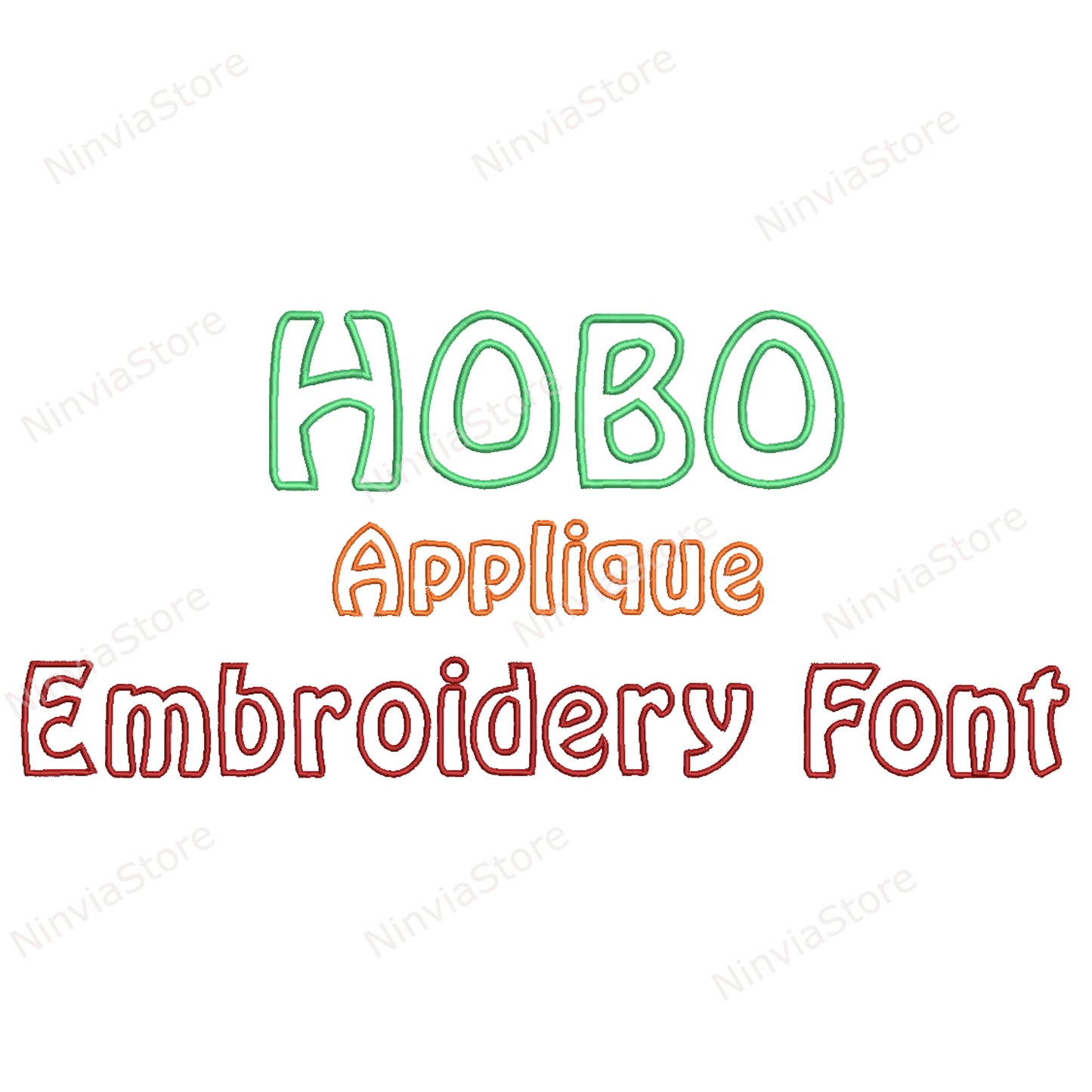 Hobo-Applikations-Maschinenstickschrift, 11 Größen, 8 Formate, BX-Schriftart, PE-Schriftart, Monogramm-Alphabet-Stickmotive