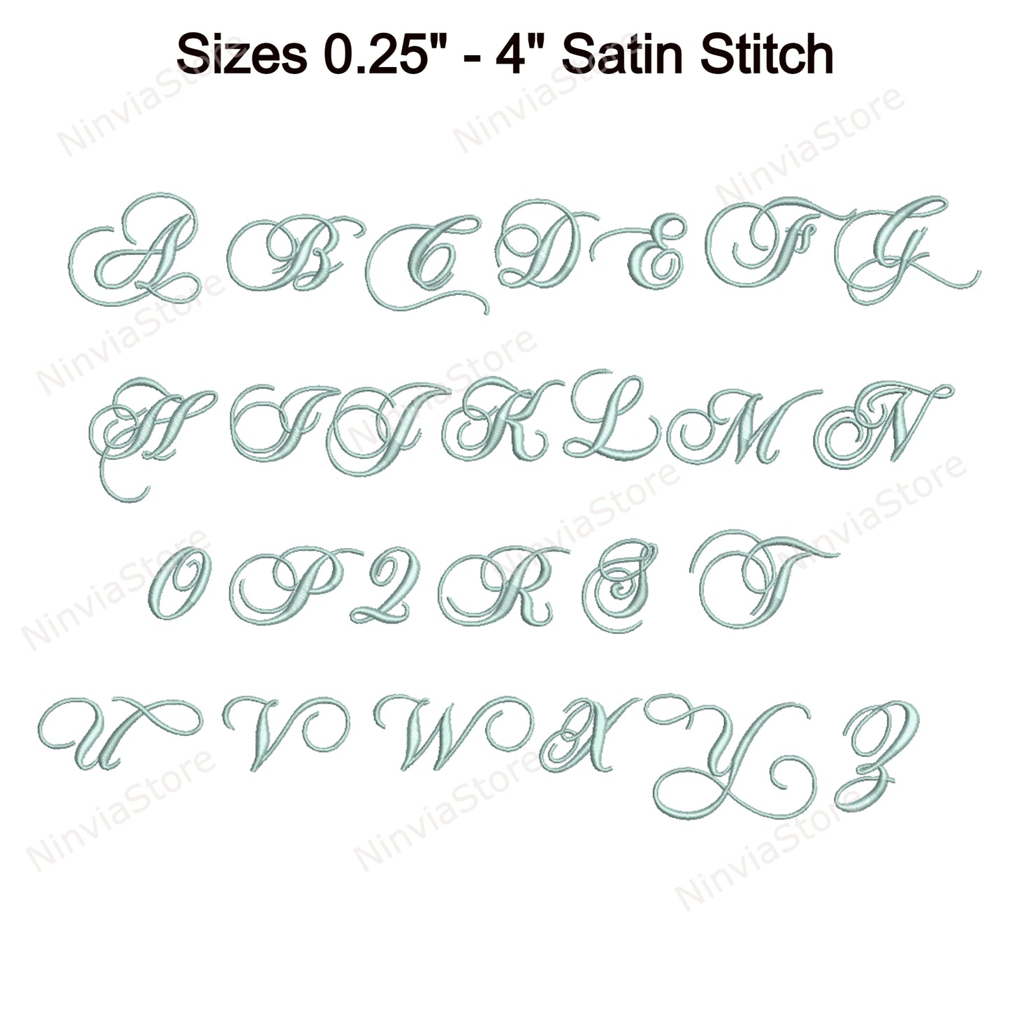 Police de broderie Machine Moonlight Script, 14 tailles, 8 formats, police BX, police PE, motifs de broderie Monogram Alphabet
