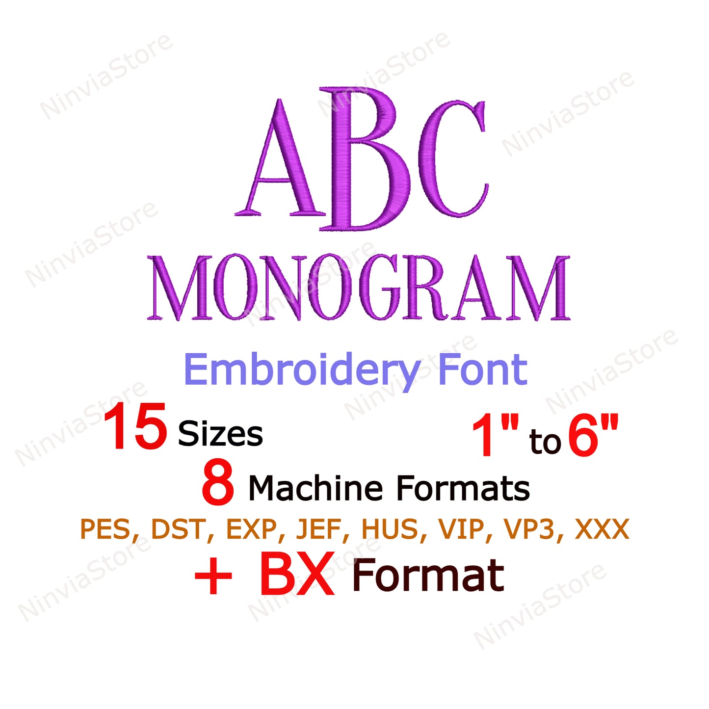 Elegant Monogram Machine Embroidery Font, 15 sizes, 8 formats, BX Font, PE font, Monogram Alphabet Embroidery Design