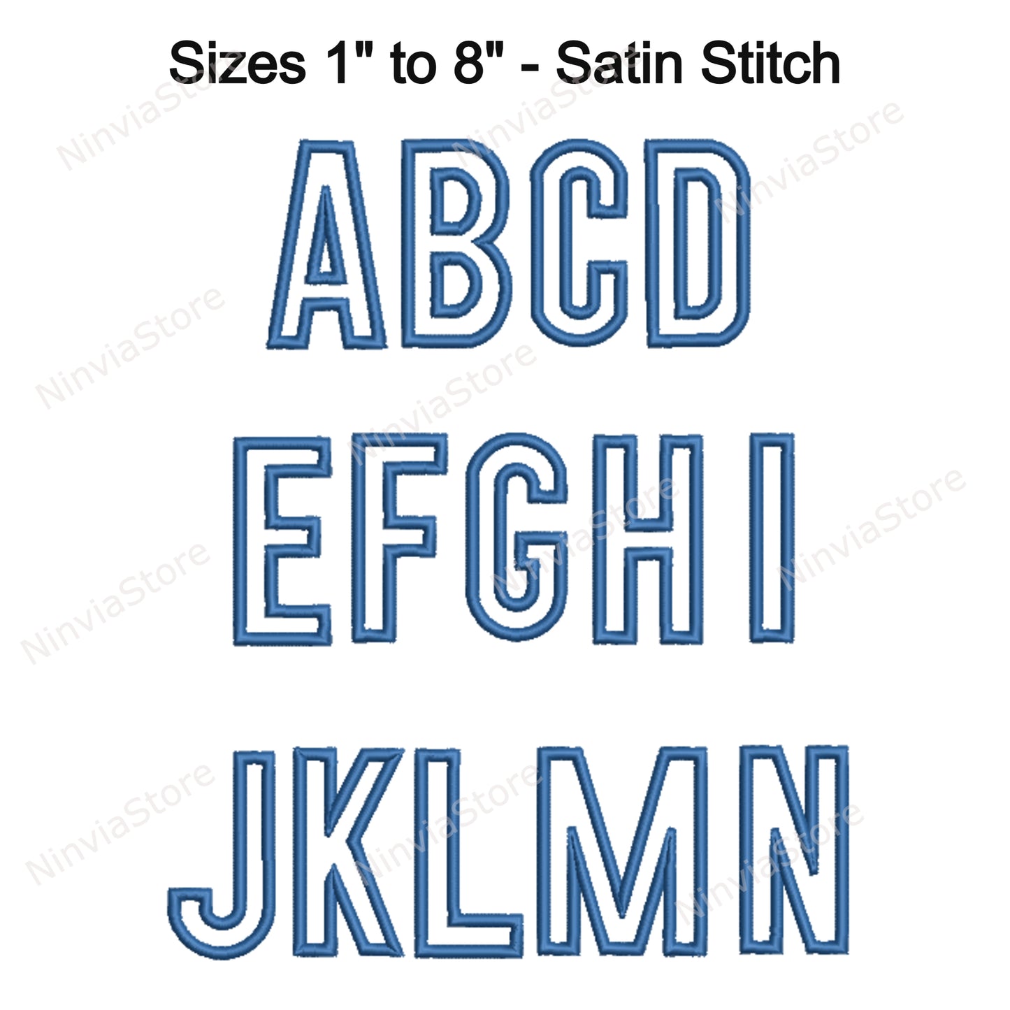 Narrow Block Applique Machine Embroidery Font, 15 sizes, 8 formats, BX Font, PE font, Monogram Alphabet Embroidery Designs