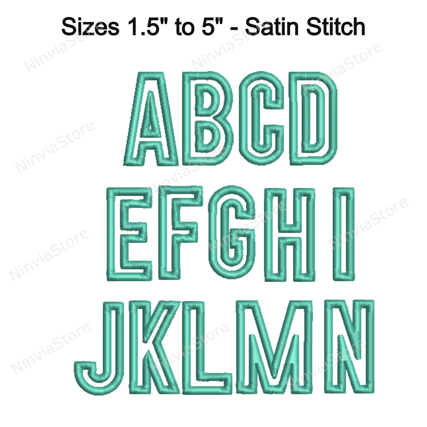 3D Foam Outline Narrow Block Embroidery Font, 3D Puff Foam Block BX Font, Monogram Alphabet Machine Embroidery Design