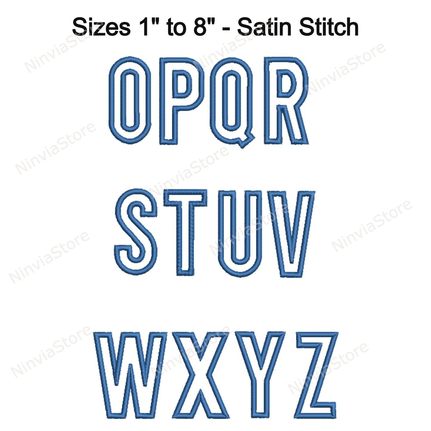 Narrow Block Applique Machine Embroidery Font, 15 sizes, 8 formats, BX Font, PE font, Monogram Alphabet Embroidery Designs