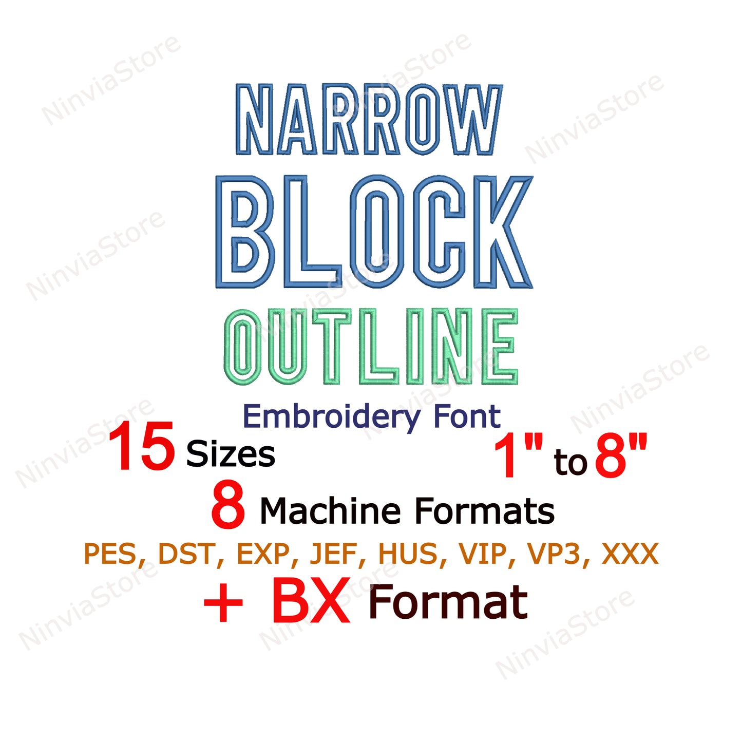 Große Block-Medium-Maschinenstickschrift, 15 Größen, 8 Formate, BX-Schriftart, PE-Schriftart, Monogramm-Alphabet-Stickmotive