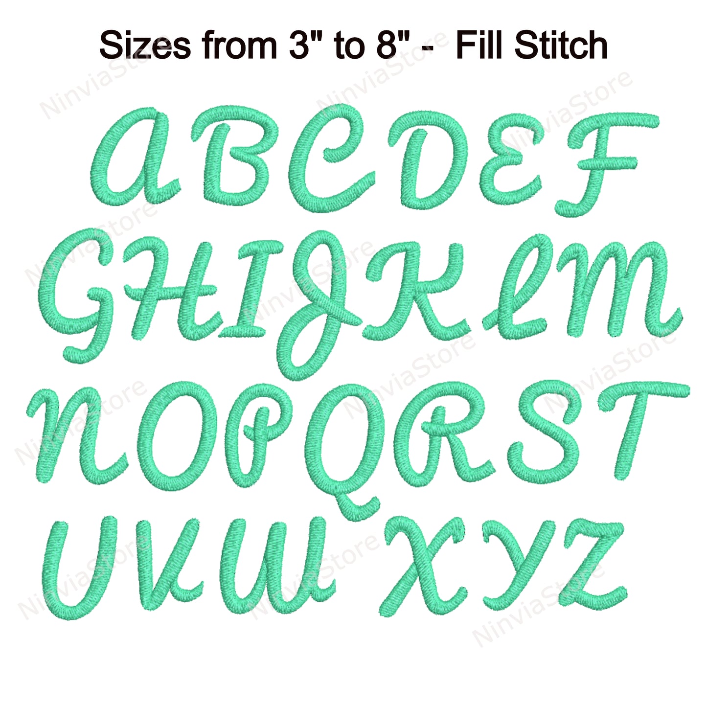 Police de broderie Pacifico Script Machine, 12 tailles, 8 formats, police BX, police PE, motifs de broderie Monogram Alphabet