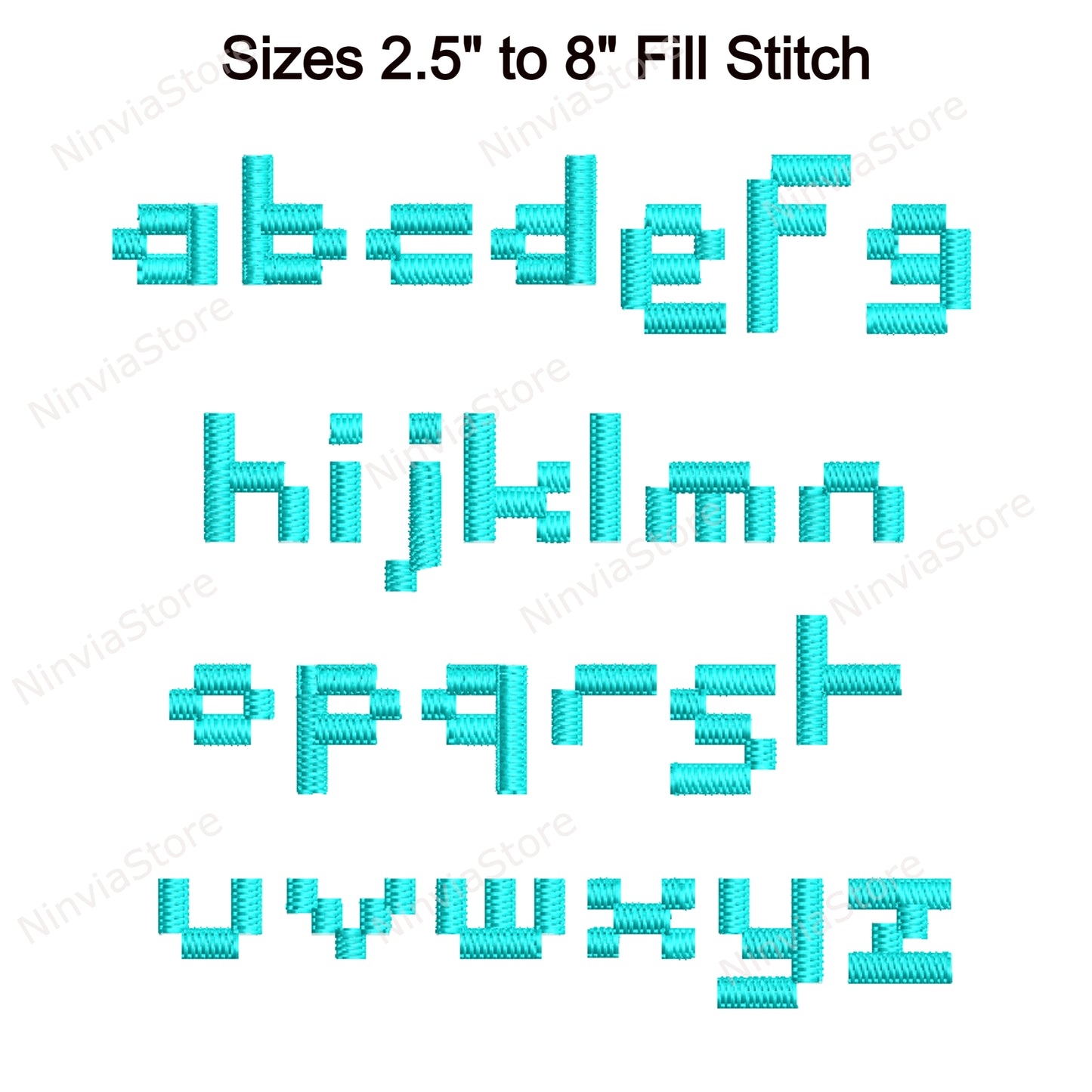 Maschinenstickschrift Pixomania, 15 Größen, 8 Formate, BX-Schriftart, PE-Schriftart, Monogramm-Alphabet-Stickmotive