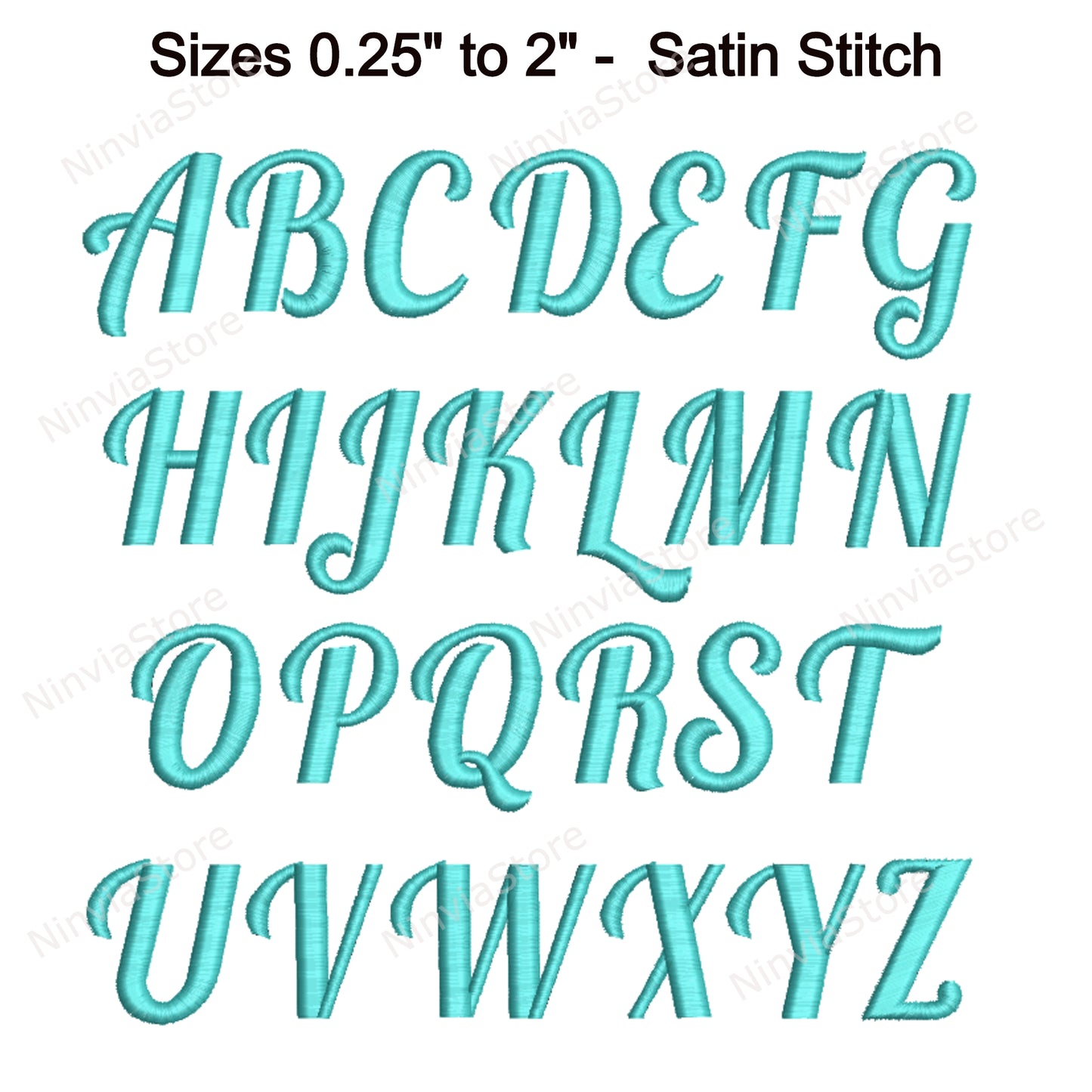 Seamaiden Script Machine Embroidery Font, 15 sizes, 8 formats, BX Font, PE font, Monogram Alphabet Embroidery Designs