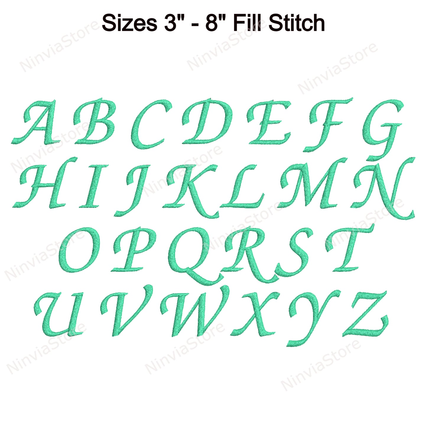 Singular Script Maschinenstickschrift, 15 Größen, 8 Formate, BX-Schriftart, PE-Schriftart, Monogramm-Alphabet-Stickmotive