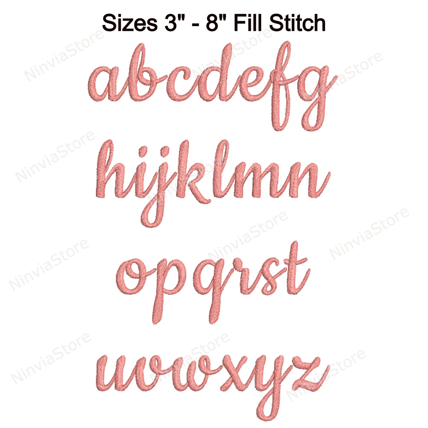 Sweet Nia Script Maschinenstickschrift, 15 Größen, 8 Formate, BX-Schriftart, PE-Schriftart, Monogramm-Alphabet-Stickmotive