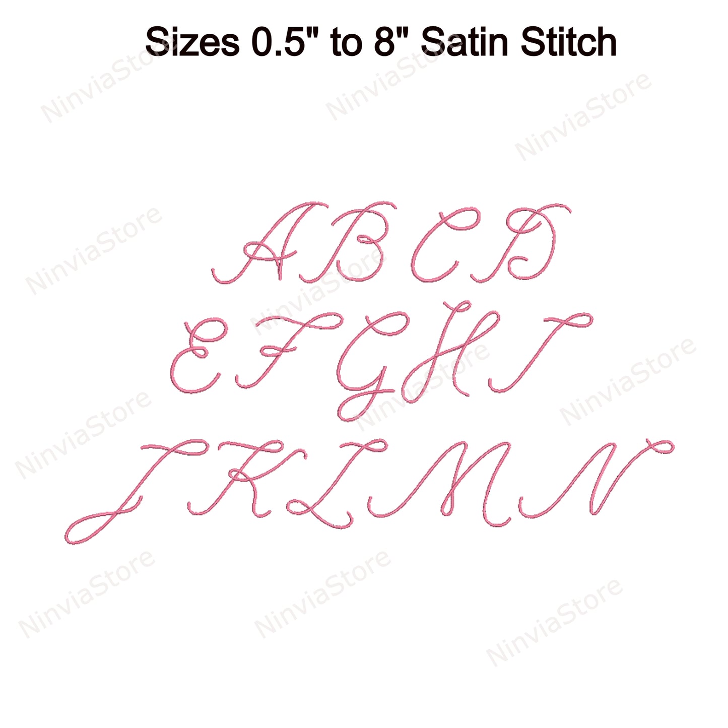 Sweet Nia Script Maschinenstickschrift, 15 Größen, 8 Formate, BX-Schriftart, PE-Schriftart, Monogramm-Alphabet-Stickmotive