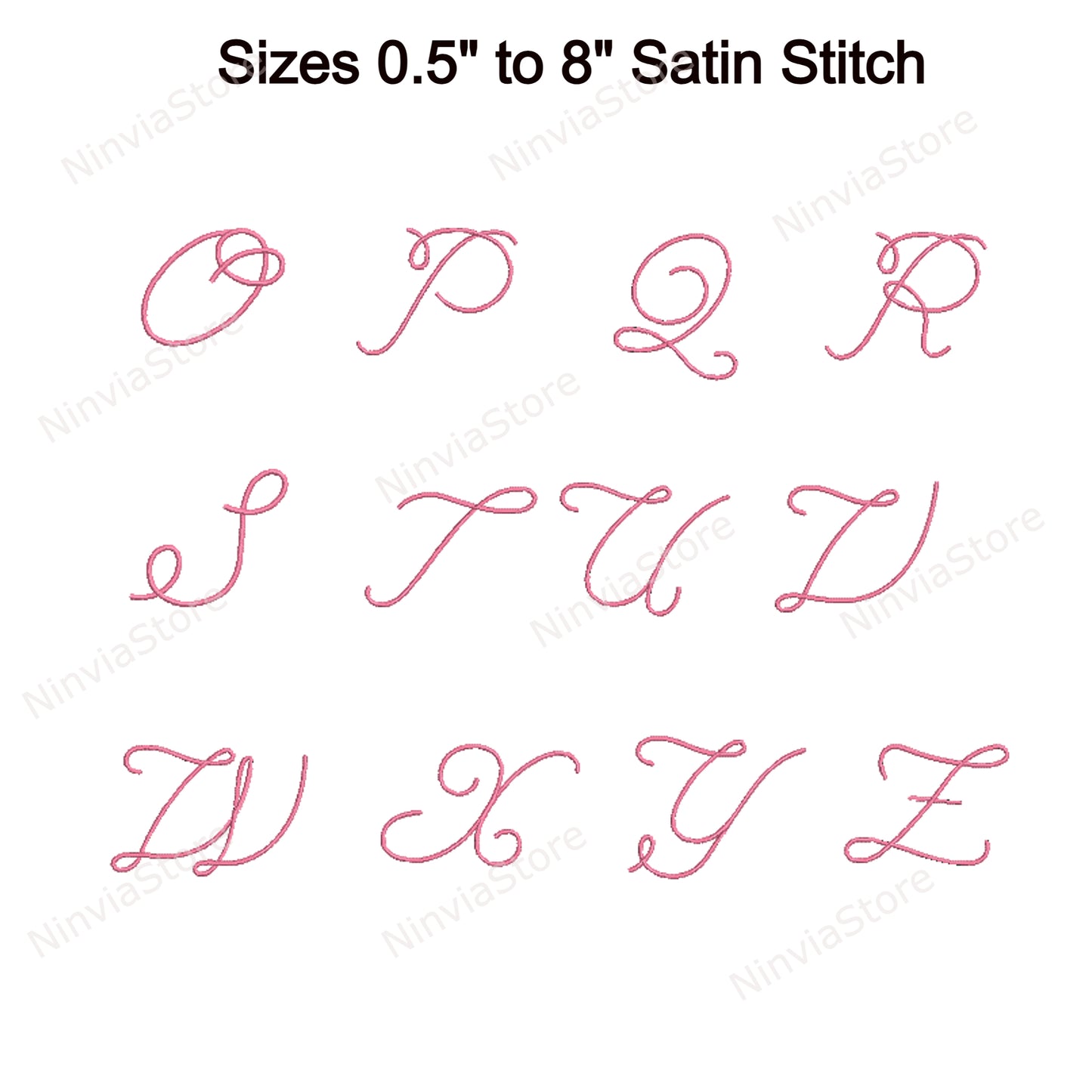 Sweet Nia Script Maschinenstickschrift, 15 Größen, 8 Formate, BX-Schriftart, PE-Schriftart, Monogramm-Alphabet-Stickmotive