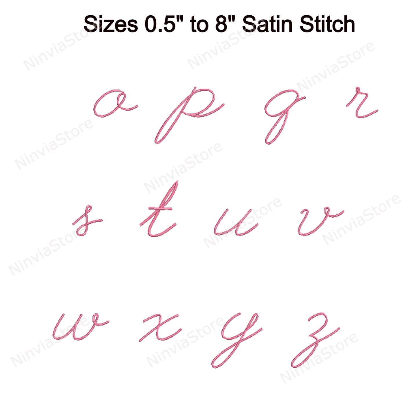 Sweet Nia Script Maschinenstickschrift, 15 Größen, 8 Formate, BX-Schriftart, PE-Schriftart, Monogramm-Alphabet-Stickmotive