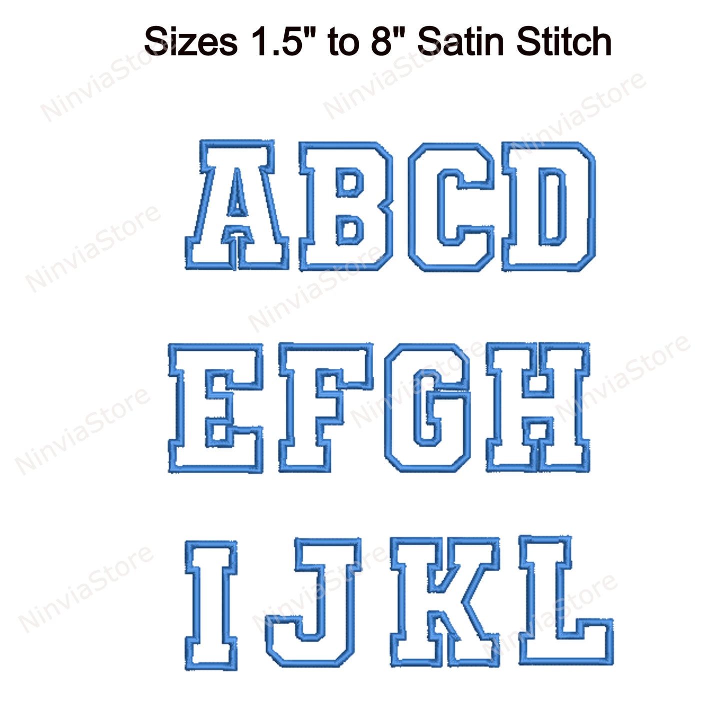 College-Applikations-Maschinenstickschrift, 15 Größen, 8 Formate, BX-Schriftart, PE-Schriftart, Monogramm-Alphabet-Stickmotive