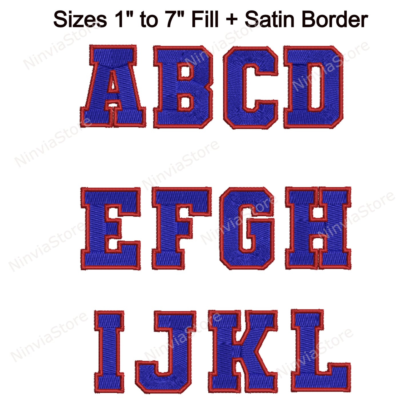 Police de broderie machine Varsity 2 couleurs, 15 tailles, 8 formats, police BX, police PE, motifs de broderie Monogram Alphabet