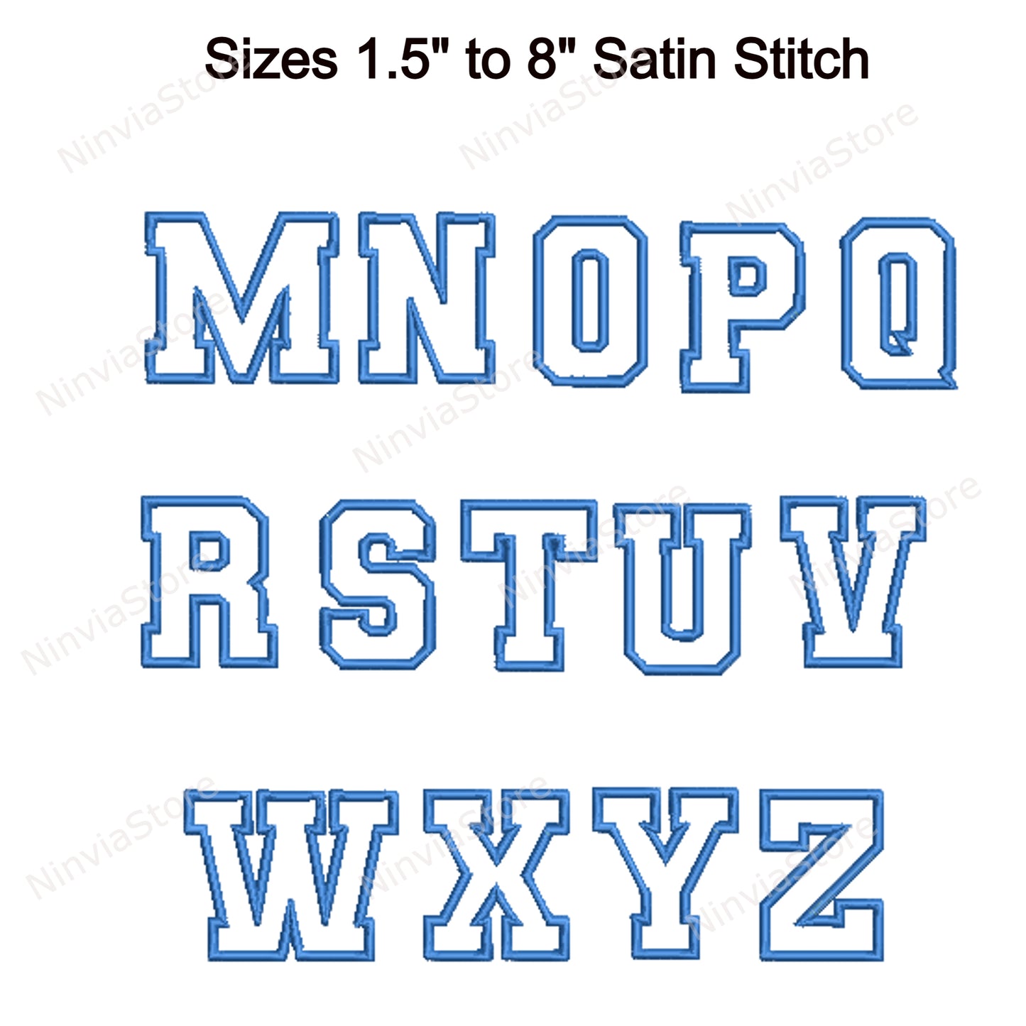 College-Applikations-Maschinenstickschrift, 15 Größen, 8 Formate, BX-Schriftart, PE-Schriftart, Monogramm-Alphabet-Stickmotive