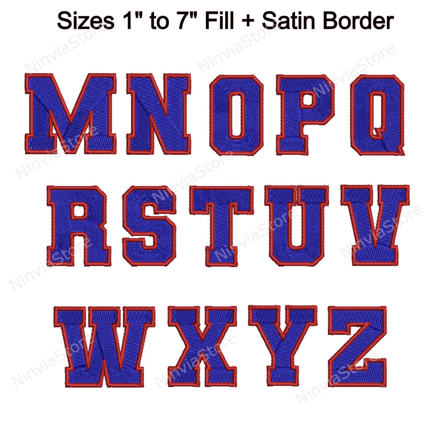 Police de broderie machine Varsity 2 couleurs, 15 tailles, 8 formats, police BX, police PE, motifs de broderie Monogram Alphabet