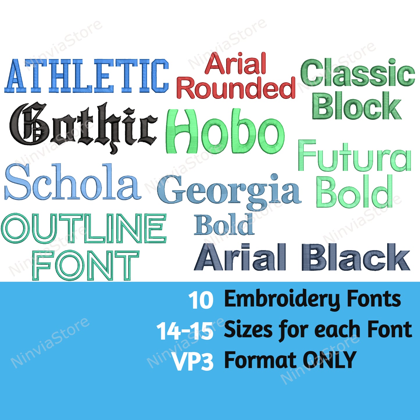 10 polices de broderie VP3 Bundle, police de broderie machine VP3, motif de broderie alphabet, police VP3 pour la broderie, police monogramme de broderie machine