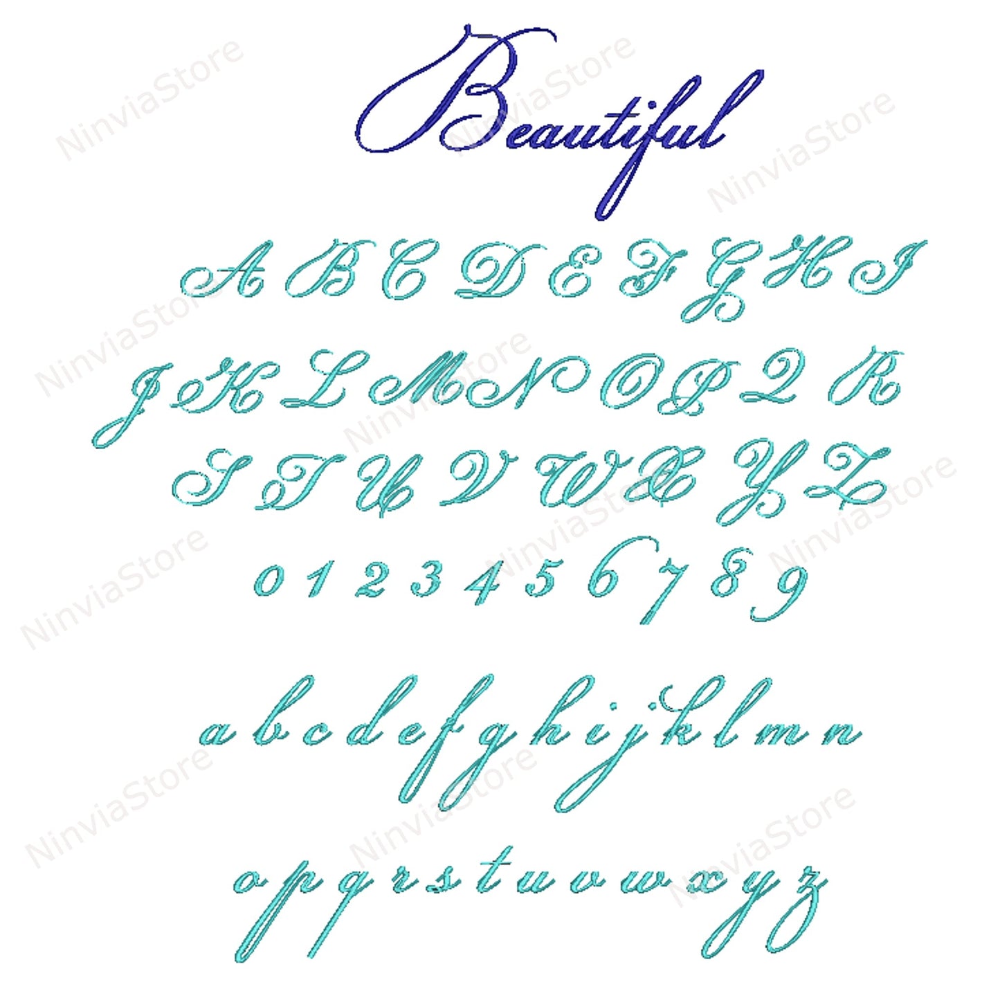 10 VP3 Embroidery Script Fonts Bundle, Cursive Alphabet Embroidery Design, Machine Embroidery Monogram Font VP3